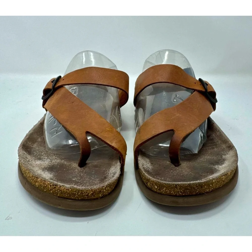 Mephisto Helen Plus Sandals Womens Size 9 EU 39 Camel Leather Wide Toe Loop Cork